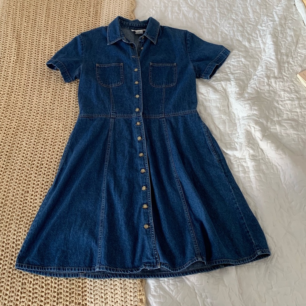 Talbot's Denim Button Down A Line Dress 10